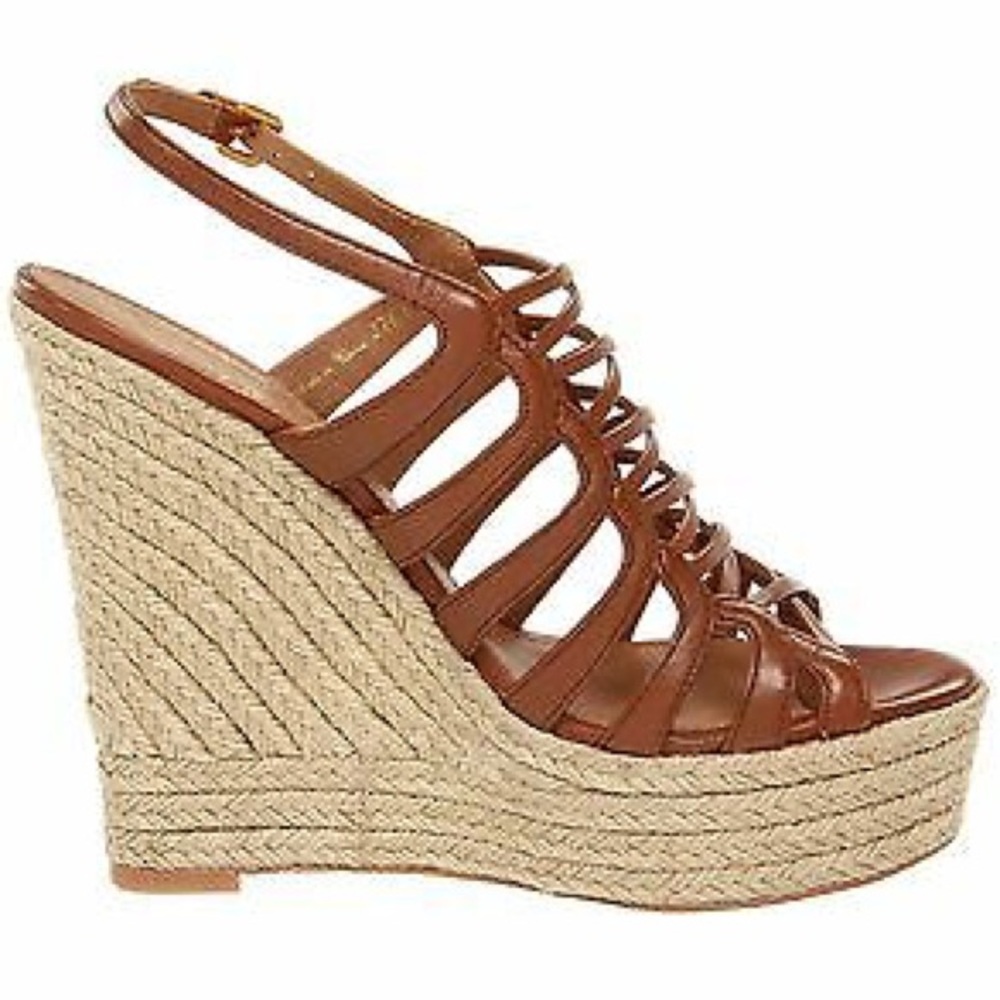 Elie Tahari FIT LIKE A 7.5 • Brown Roped Wedges
